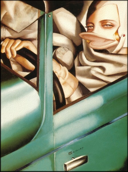Liberamente tratto da Tamara de Lempicka: Autoritratto sulla Bugatti Verde, 1929 | disegno ed elaborazione digitale | mar. 2016